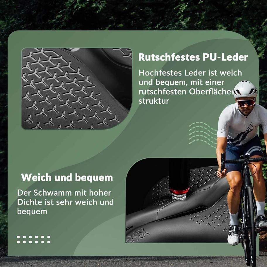 ROCKBROS Sillín de bicicleta Cómodo Hueco Ergonómico Antideslizante Material PU Espuma viscoelástica Ventilación Arco de acero de carbono