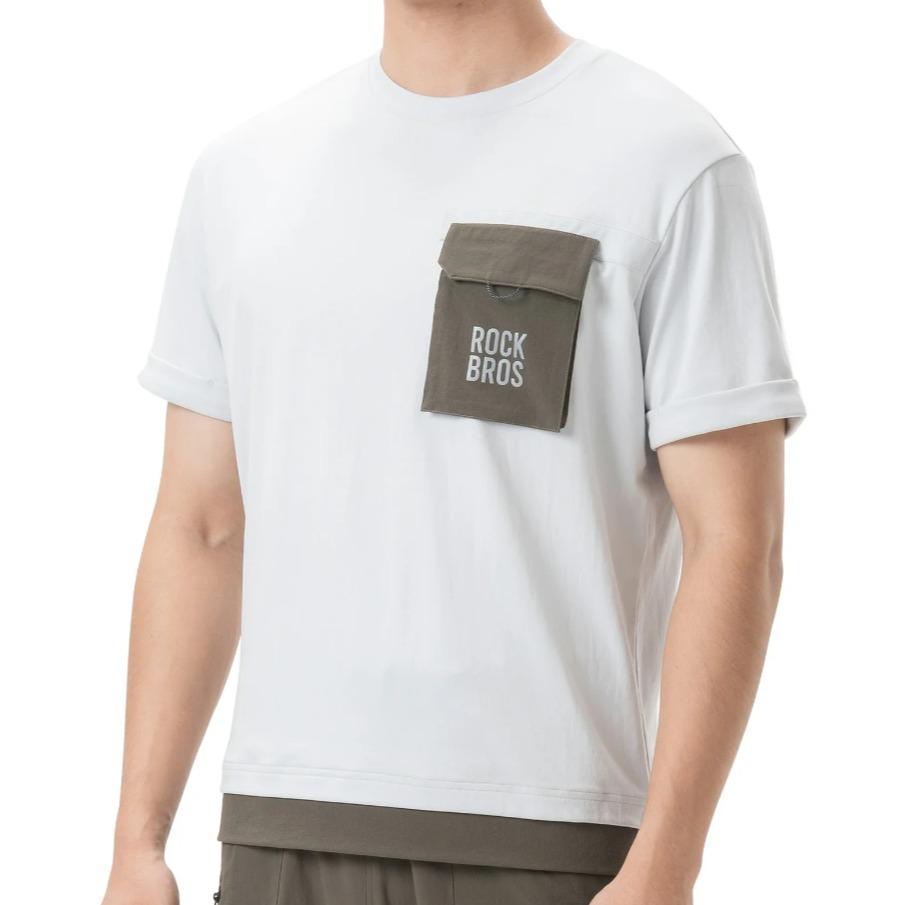ROCKBROS camiseta de ciclismo de montaña para hombre de manga corta con bolsillo frontal magnético, transpirable y de secado rápido, para MTB, BMX, motocross y descenso (downhill).