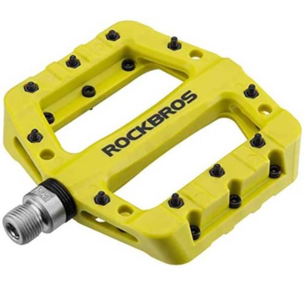 ROCKBROS Pedal de Bicicleta MTB Premium 9/16 Pulgadas con 3 Rodamientos de Bolas de Nylon Cr+Mo Acero Antideslizante Picos 10 Picos por Pedal 12x10.5x2cm Ligero y Duradero