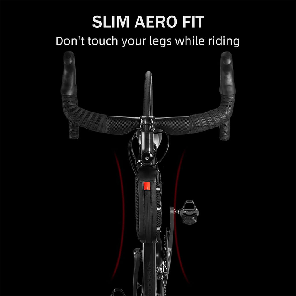 ROCKBROS Bolsa de Bicicleta Impermeable Manillar Superior Bolsa de Bicicleta Negro 1L con 3 Cierres de Velcro Ajustables y Elemento Reflectante 210D Poliéster para Bicicleta