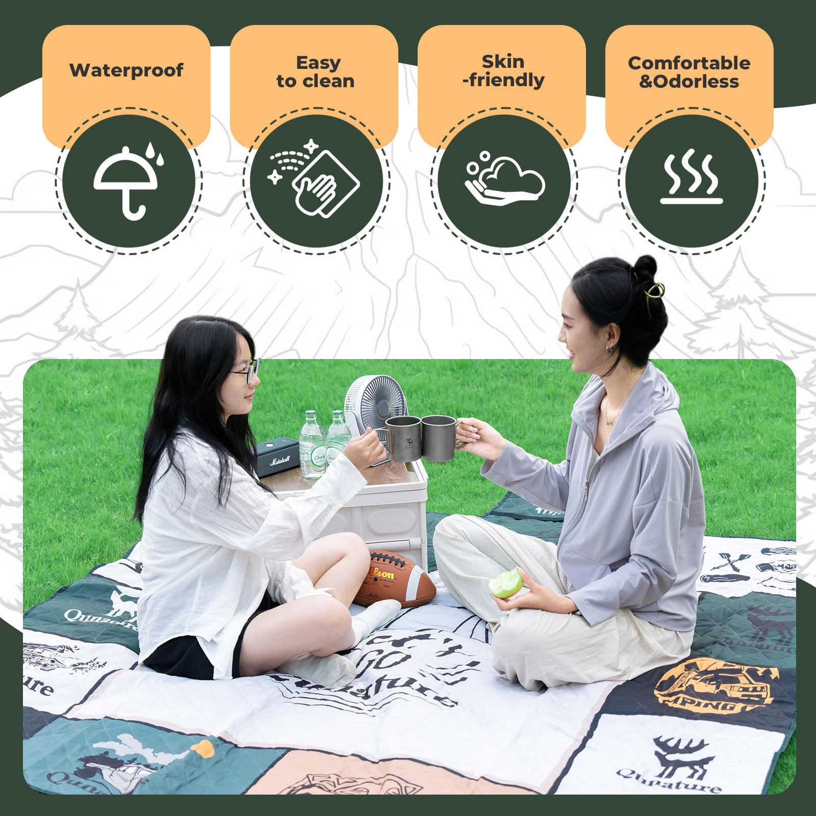 ROCKBROS manta de picnic y camping con asas de transporte cómodas y potente cierre de velcro para comodidad y durabilidad