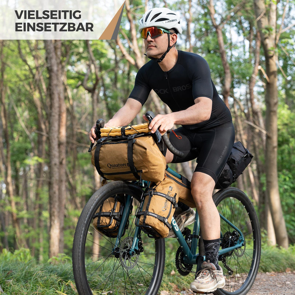 ROCKBROS soporte de manillar para bolsas delantera, fijación robusta, hasta 12 litros y 54 cm de an., universalmente compatible, estable y a prueba de arañazos, para bicicletas de carretera, gravel y montaña