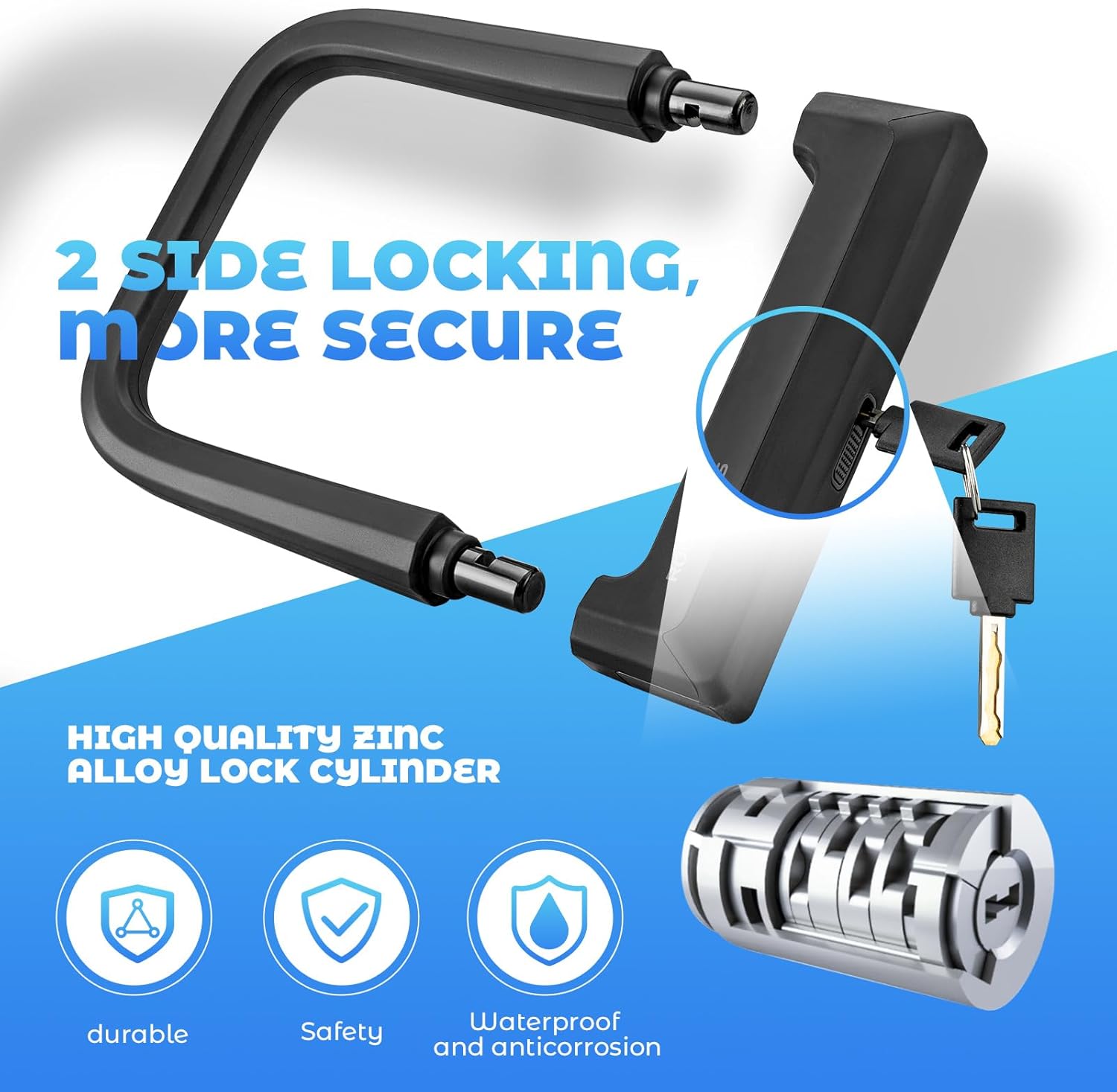 LOCKBROS candado de bicicleta de alta seguridad, candado de cadena de bucle de 14 mm con llave, para e‑bike, bicicleta de carretera y bicicleta de montaña, también apto para motocicleta