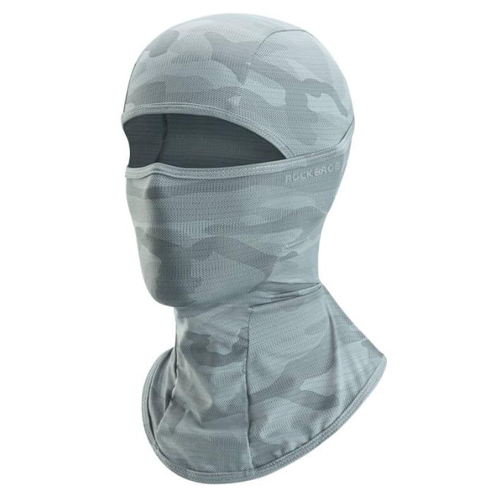 ROCKBROS balaclava de verano de tejido camuflaje gris sobre fondo blanco
