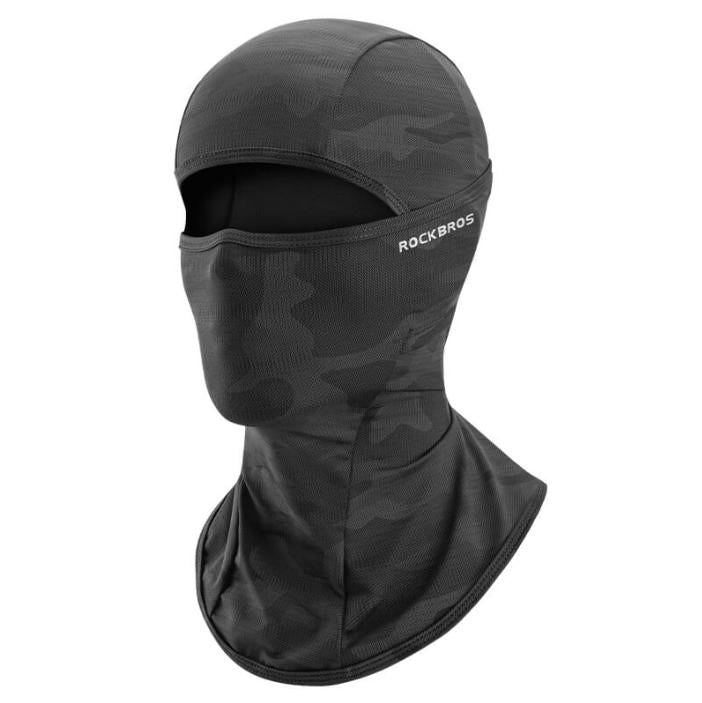 ROCKBROS balaclava de verano de tejido camuflaje negro sobre fondo blanco
