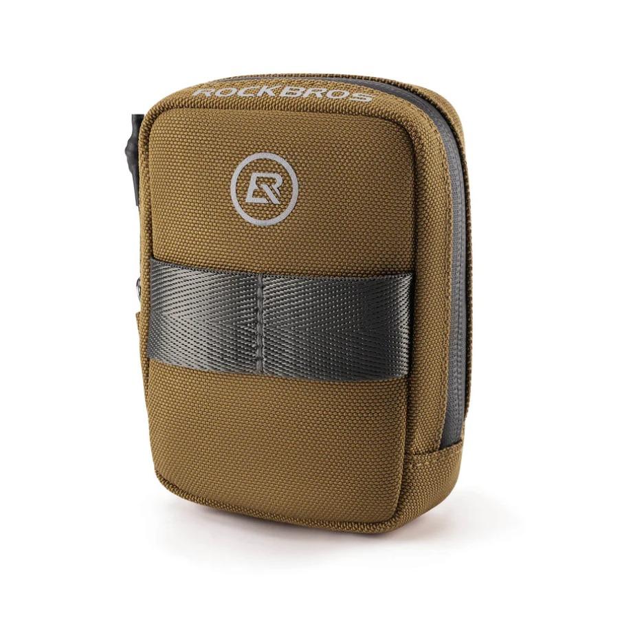 ROCKBROS bolsa de sillín de bicicleta marron vista frontal sobre fondo blanco