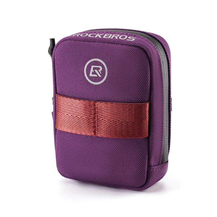 ROCKBROS bolsa de sillín de bicicleta violeta vista frontal sobre fondo blanco
