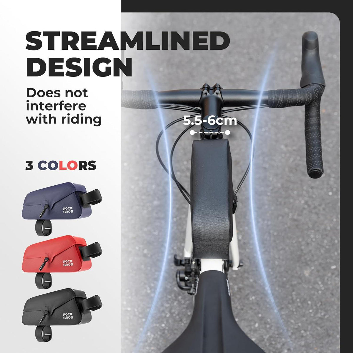 ROCKBROS bolsa de tubo superior magnética para bicicleta con diseño aerodinámico y tres colores disponibles