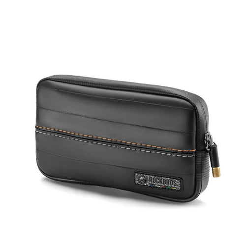 ROCKBROS bolsa sostenible hecha de caucho negro con cremallera sobre fondo blanco