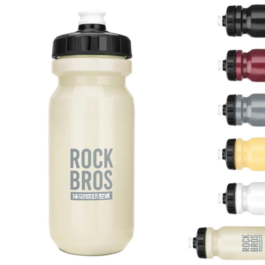 ROCKBROS botella de agua para bicicleta de color beige con vista de otros colores sobre fondo blanco