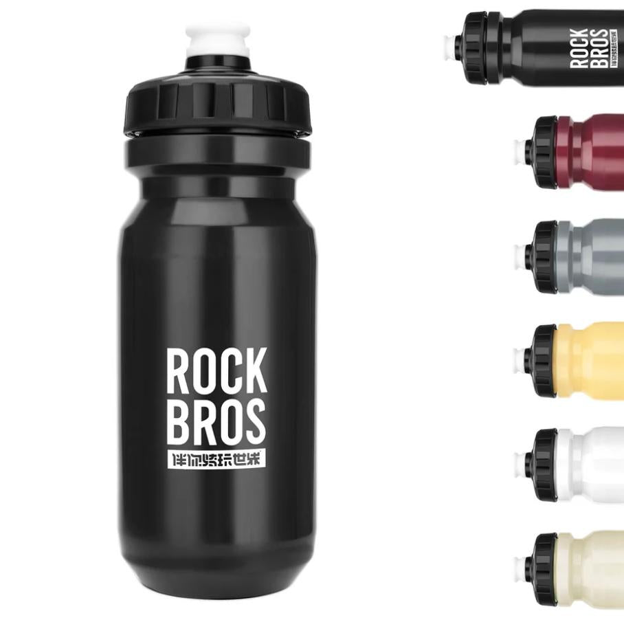 ROCKBROS botella de agua para bicicleta de color negro con vista de otros colores sobre fondo blanco