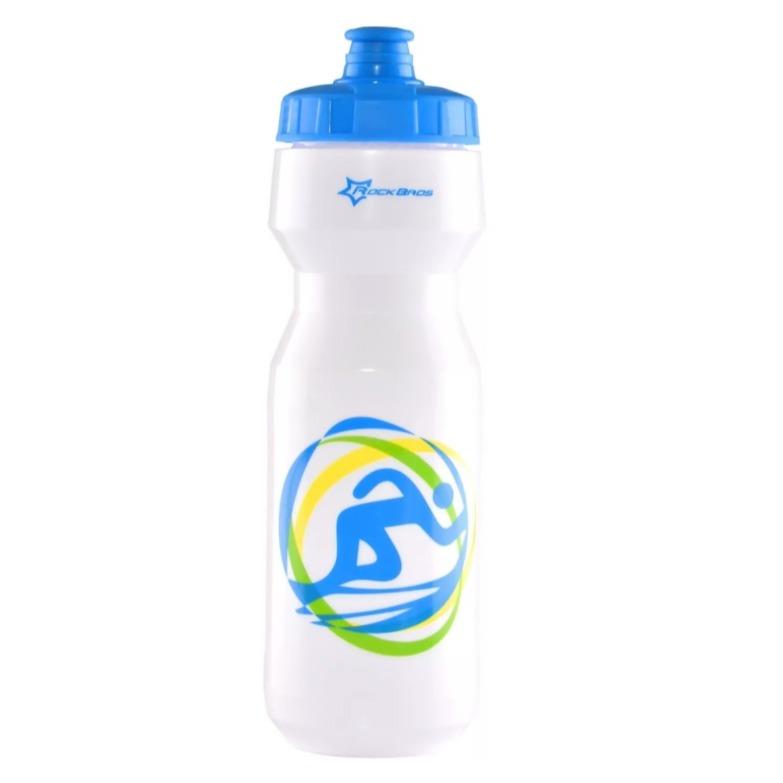 ROCKBROS botella de agua para bicicleta blanco-azul con muestra de colores sobre fondo blanco