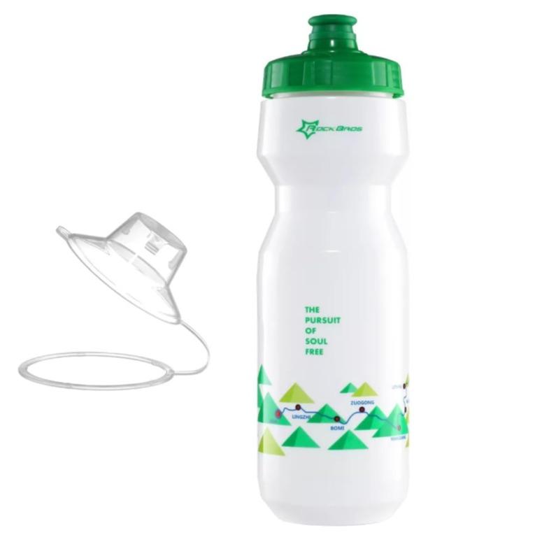 ROCKBROS botella de agua para bicicleta blanco-verde transparente sobre fondo blanco
