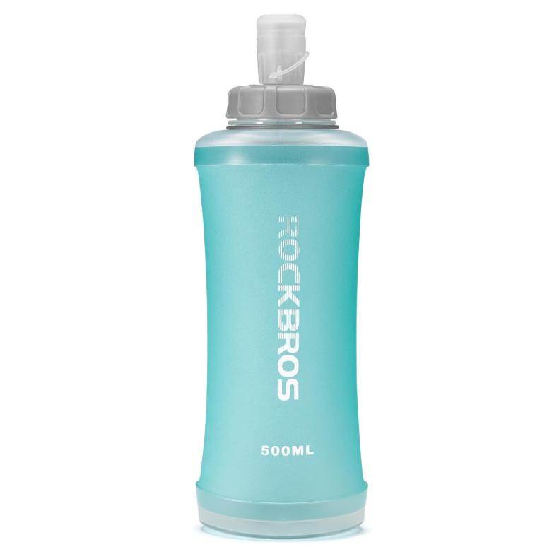 ROCKBROS botella de agua para bicicleta azul de 500ml sobre fondo blanco