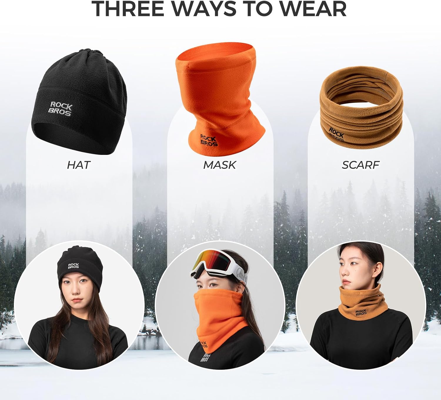 ROCKBROS bufanda de invierno presenta tres formas de usar como gorro máscara o bufanda