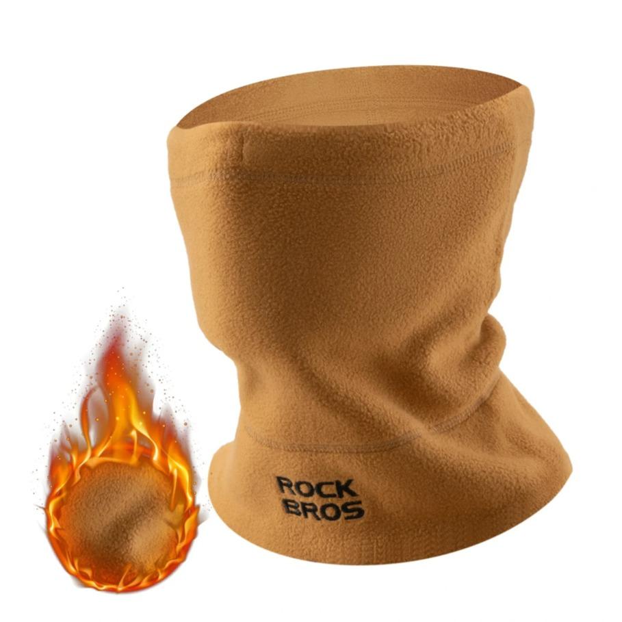 ROCKBROS bufanda de invierno caqui
 de polar con gráfico de calor al lado sobre fondo blanco