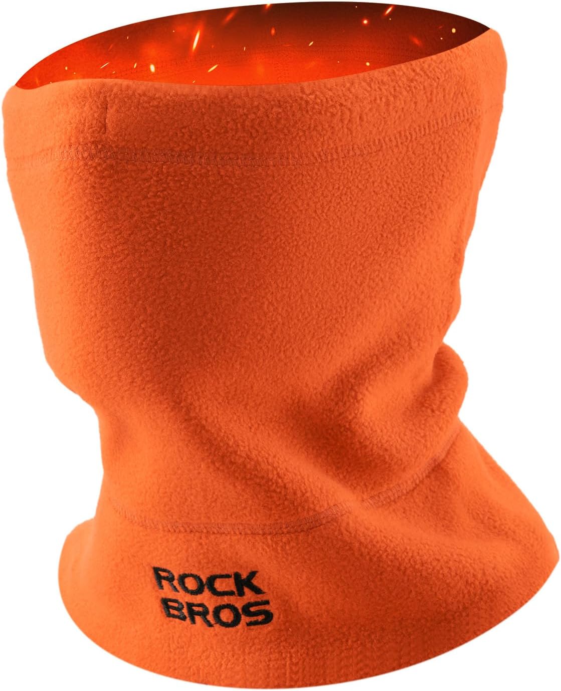 ROCKBROS bufanda de invierno naranja de polar con efecto de calor interno sobre fondo blanco