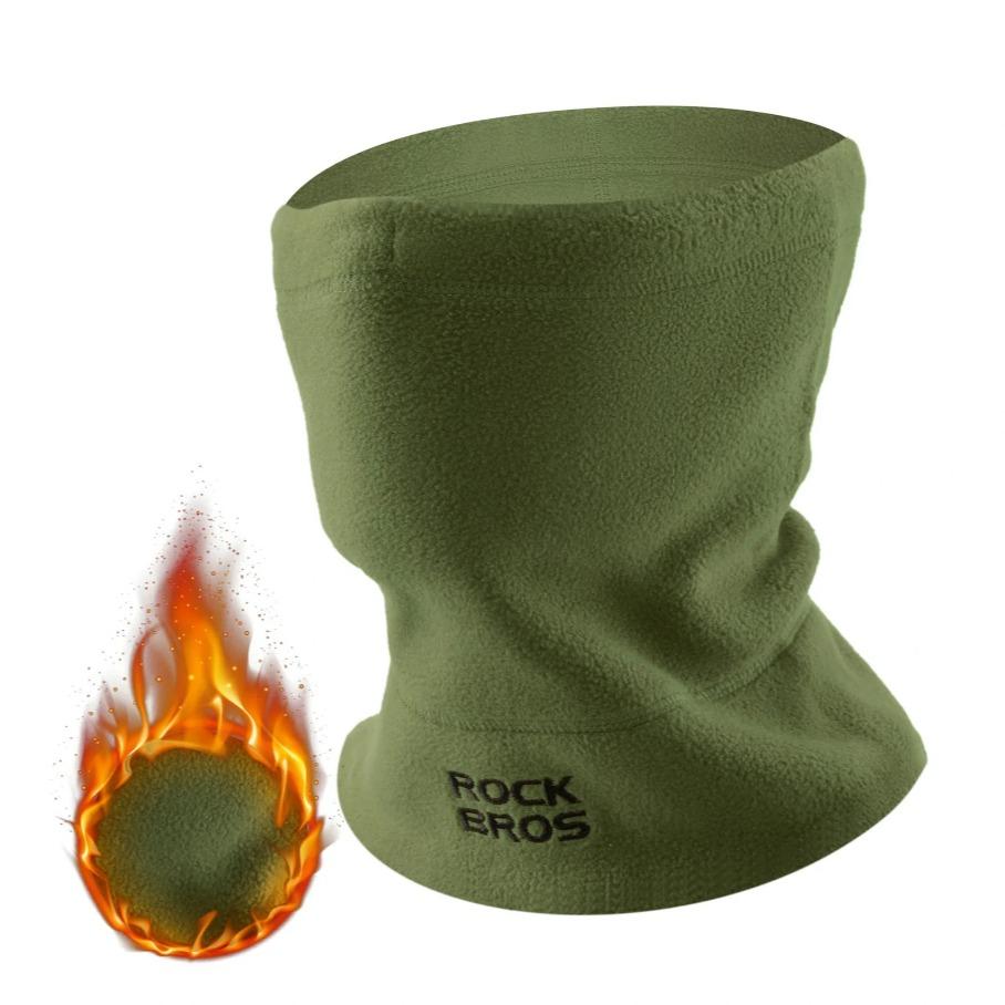 ROCKBROS bufanda de invierno verde
 de polar con gráfico de calor al lado sobre fondo blanco