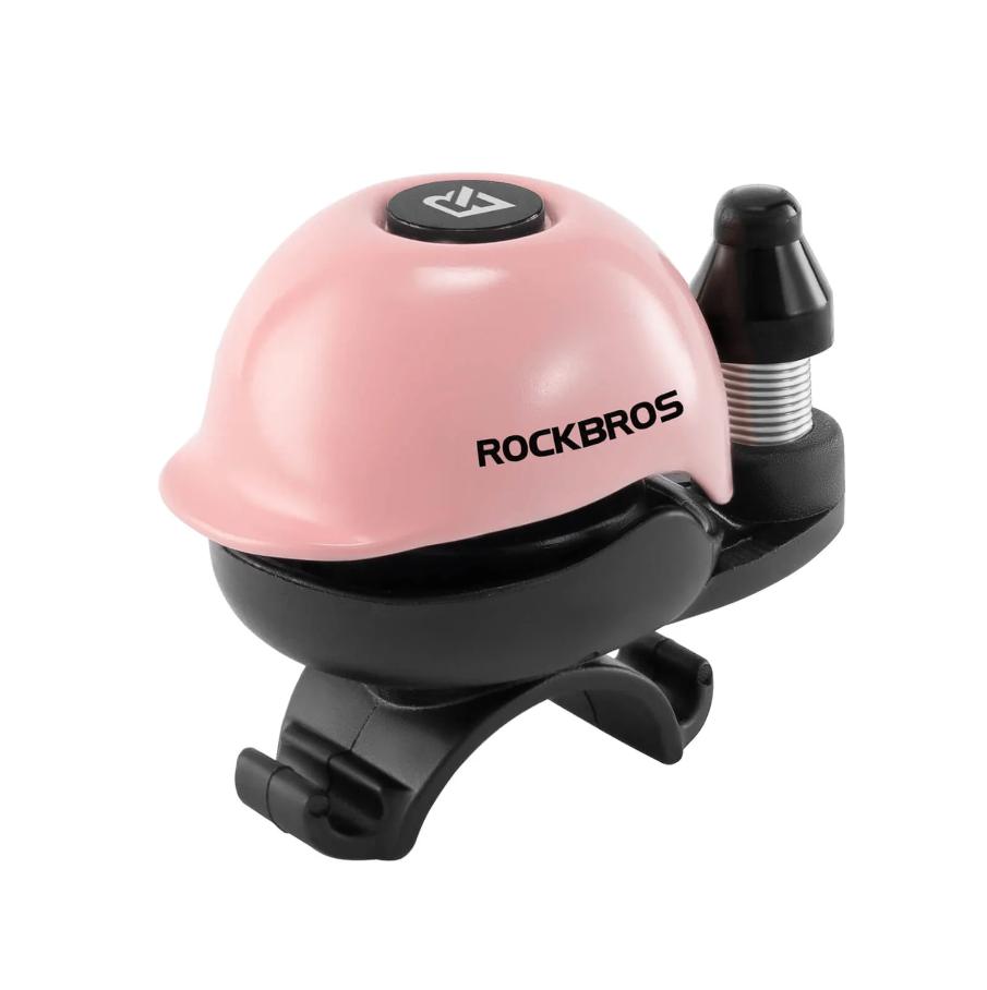 ROCKBROS campana bicicleta rosa con forma de casco sobre fondo blanco