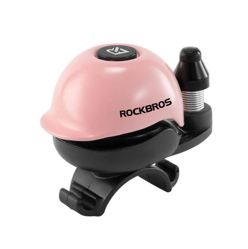 ROCKBROS campana bicicleta rosa con forma de casco sobre fondo blanco