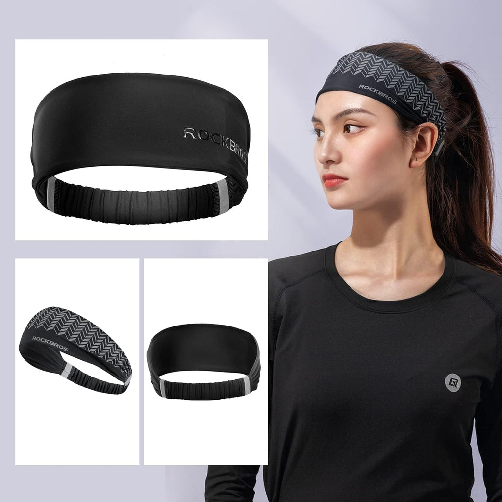 ROCKBROS cinta para la cabeza deportiva collage con modelo y diferentes variantes de producto
