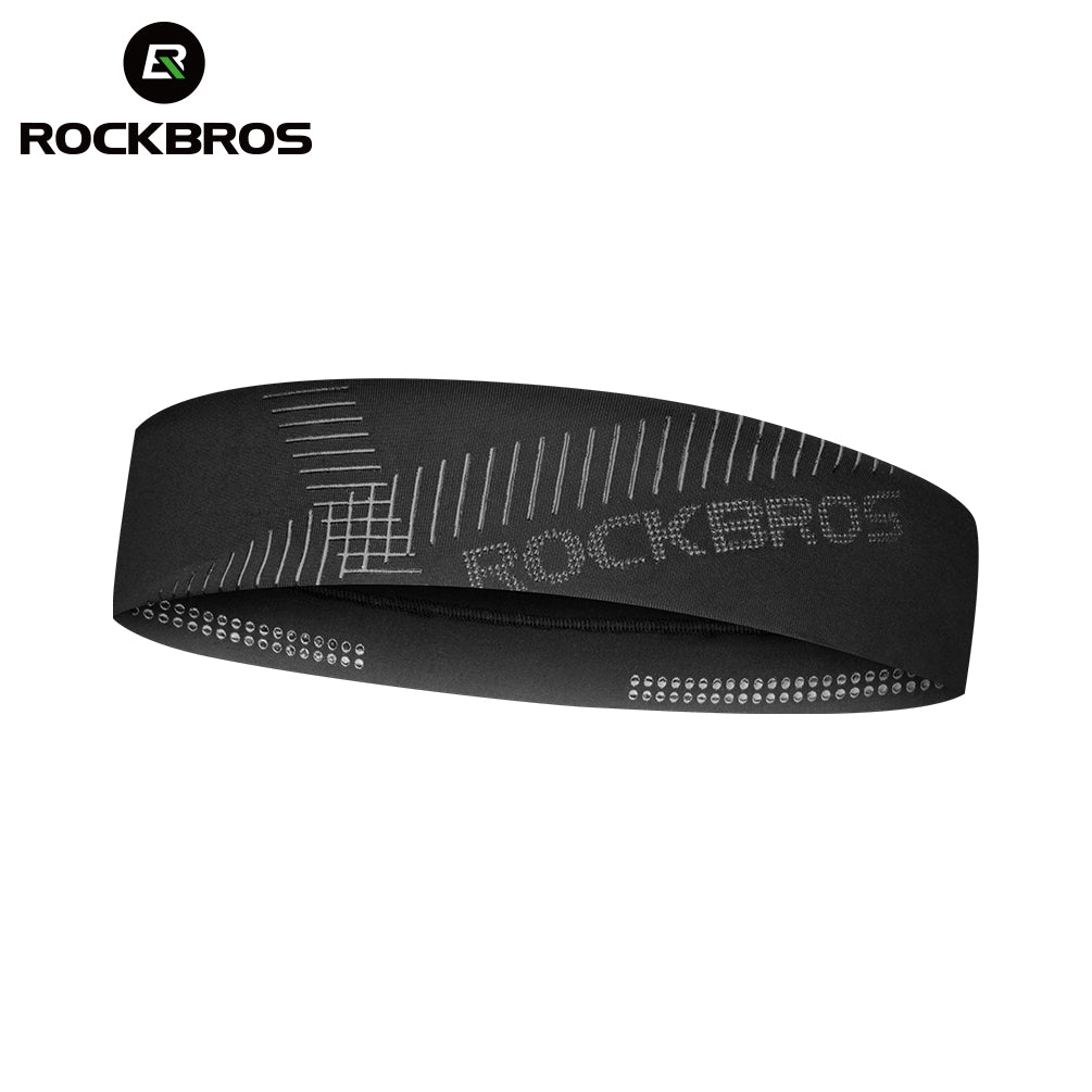 ROCKBROS cinta para la cabeza deportiva negra con estampado sobre fondo blanco