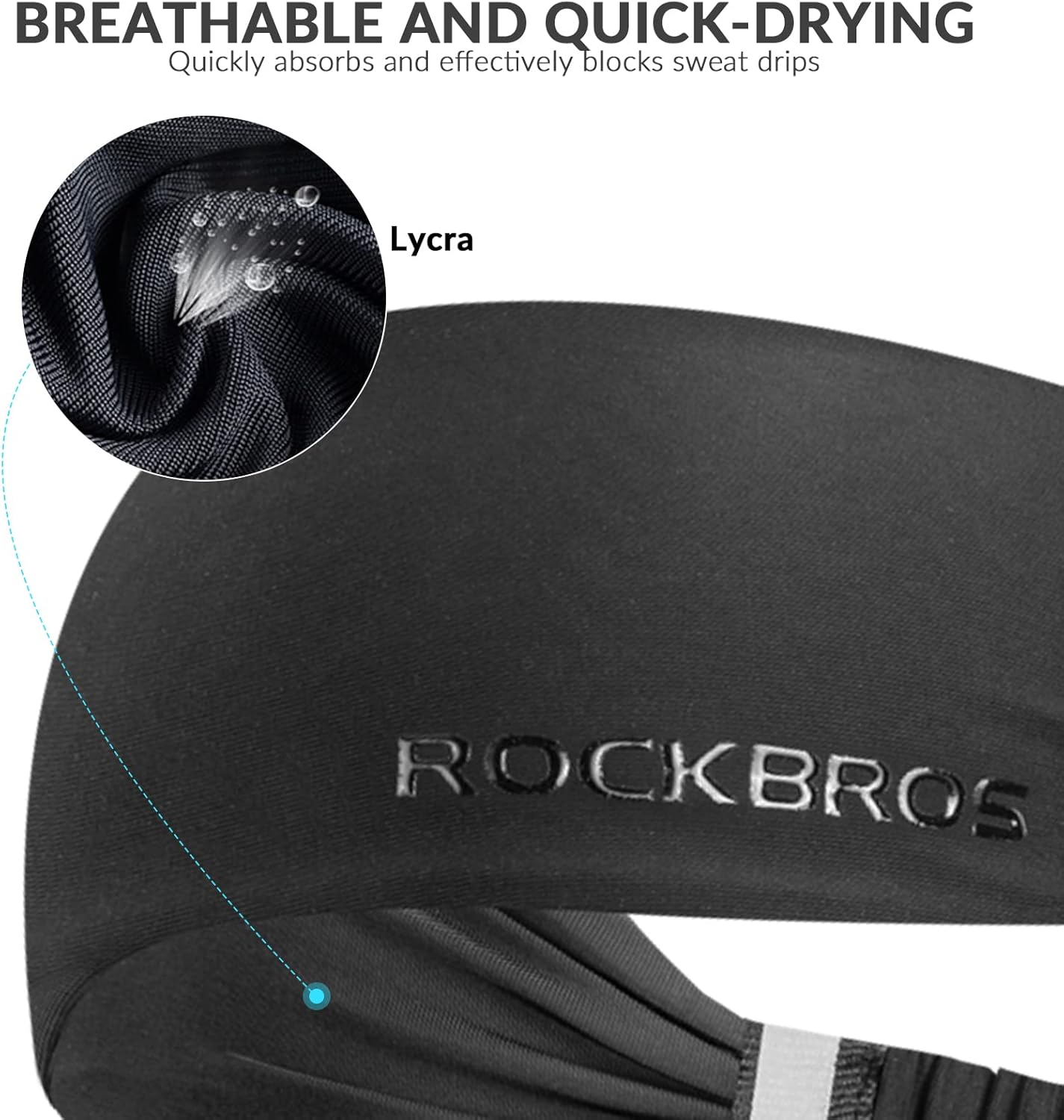 ROCKBROS cinta para la cabeza deportiva detalle de tejido lycra transpirable y de secado rápido