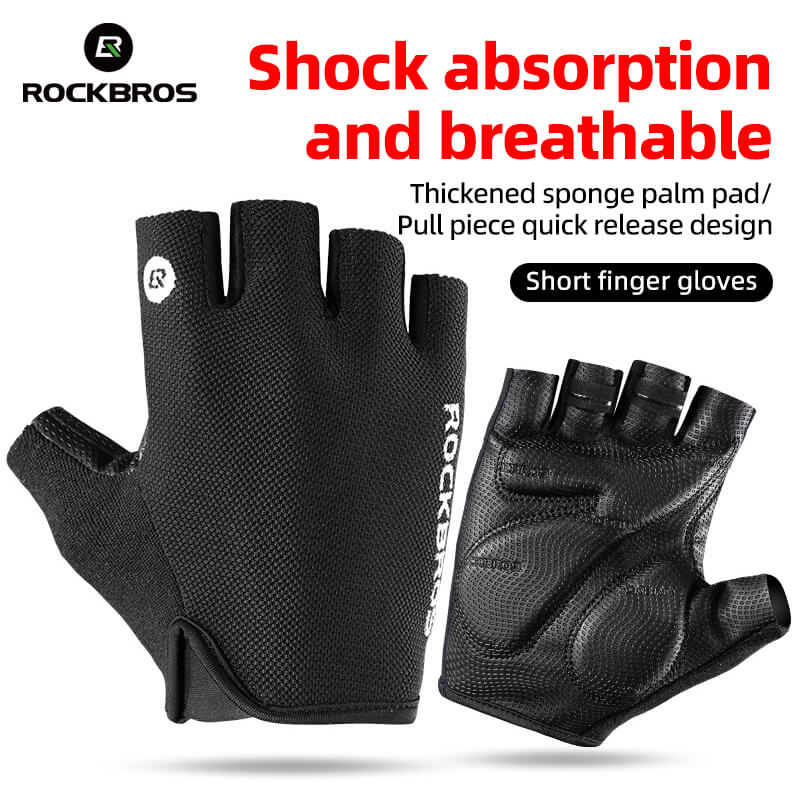 ROCKBROS guantes de medio dedo transpirable con almohadilla esponja amortiguadora
