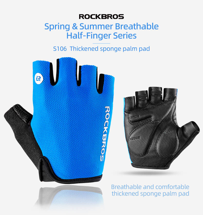 ROCKBROS guantes medio dedo transpirable con almohadilla de esponja
