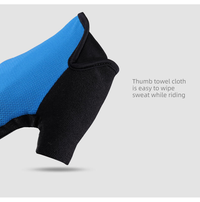 ROCKBROS guantes medio dedo con tejido absorbente en el pulgar para limpiar el sudor