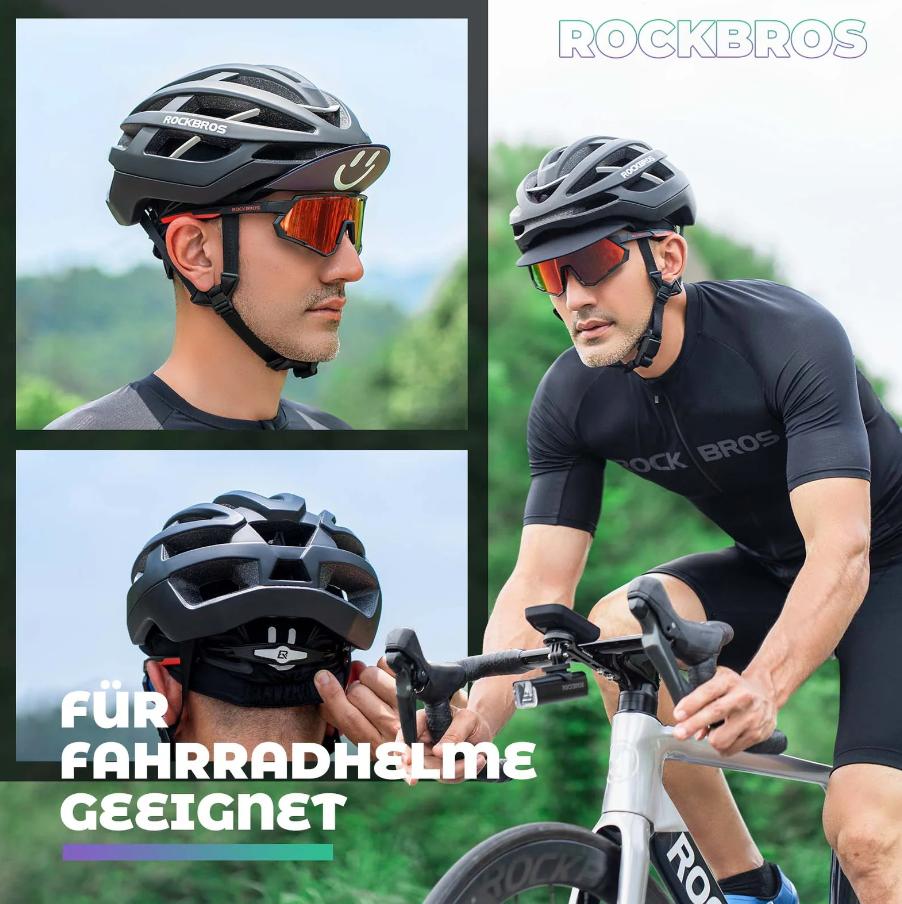ROCKBROS gorra de ciclismo para verano mostrando su compatibilidad para usar debajo del casco de bicicleta