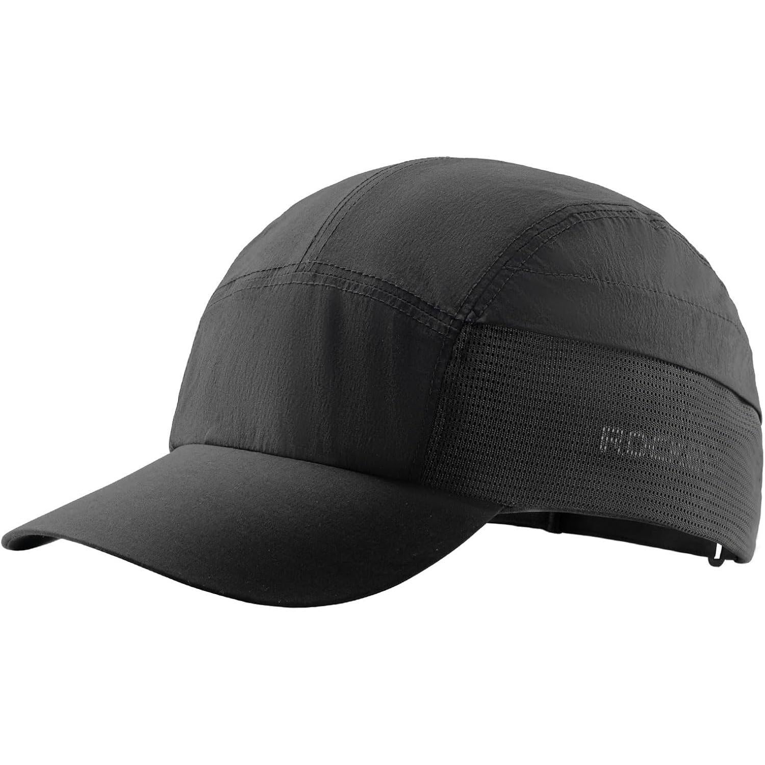 ROCKBROS gorra de verano para bicicleta negra con panel de malla transpirable sobre fondo blanco