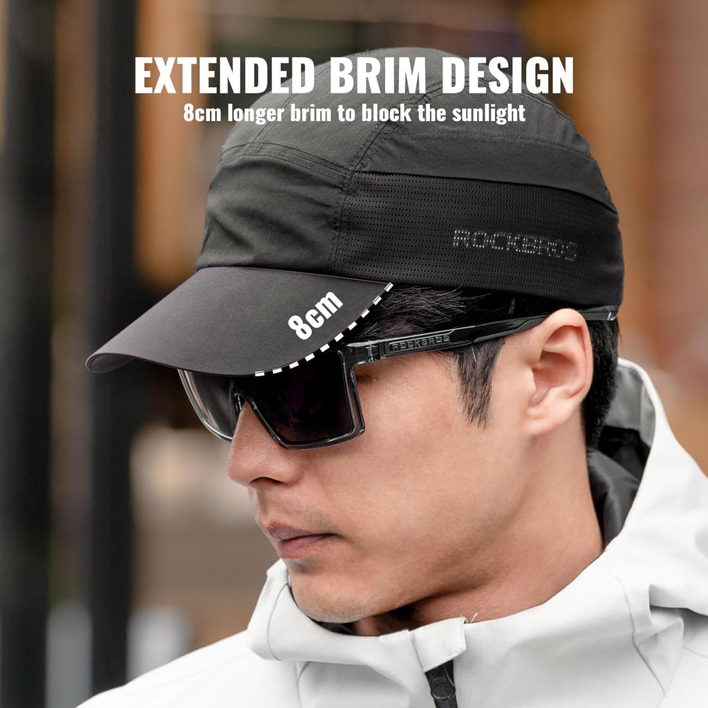 ROCKBROS gorra de verano para bicicleta en un hombre con diseño de visera extendida de 8 centímetros para bloquear el sol