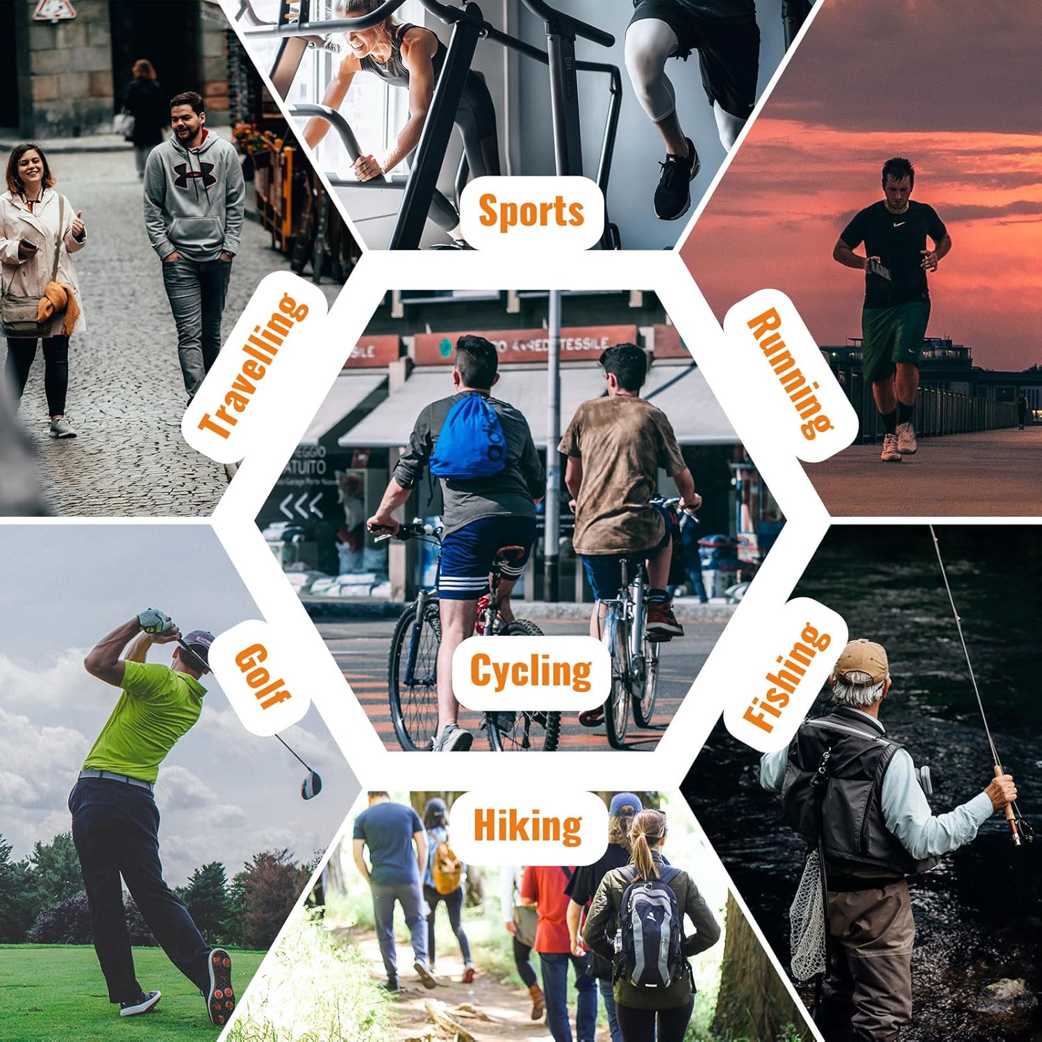 ROCKBROS gorra de verano para bicicleta collage con múltiples escenas de uso para deportes y actividades al aire libre