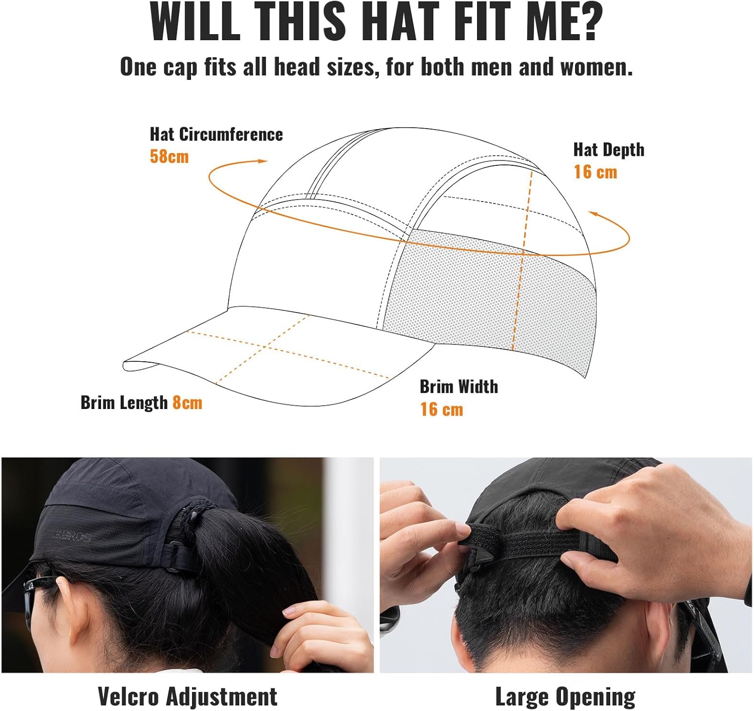ROCKBROS gorra de verano para bicicleta con diagrama de dimensiones y sistema de ajuste para mujer y hombre