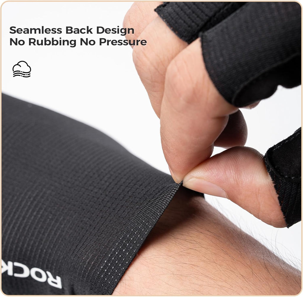 ROCKBROS guantes de bicicleta con diseño trasero sin costuras mostrando elasticidad