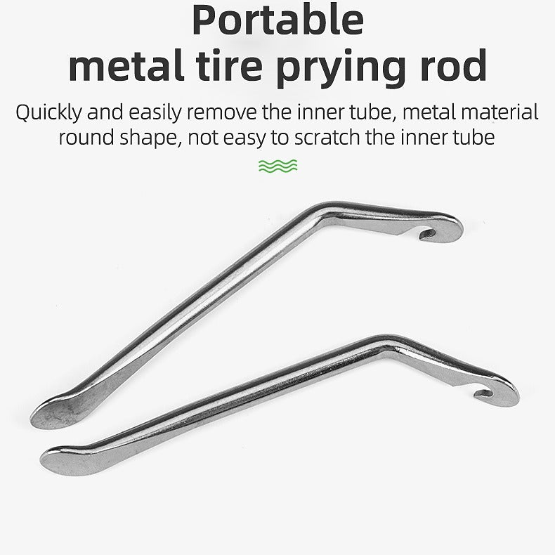 ROCKBROS palanca de neumatico de metal portatil para kit de reparacion de bicicleta sobre fondo blanco