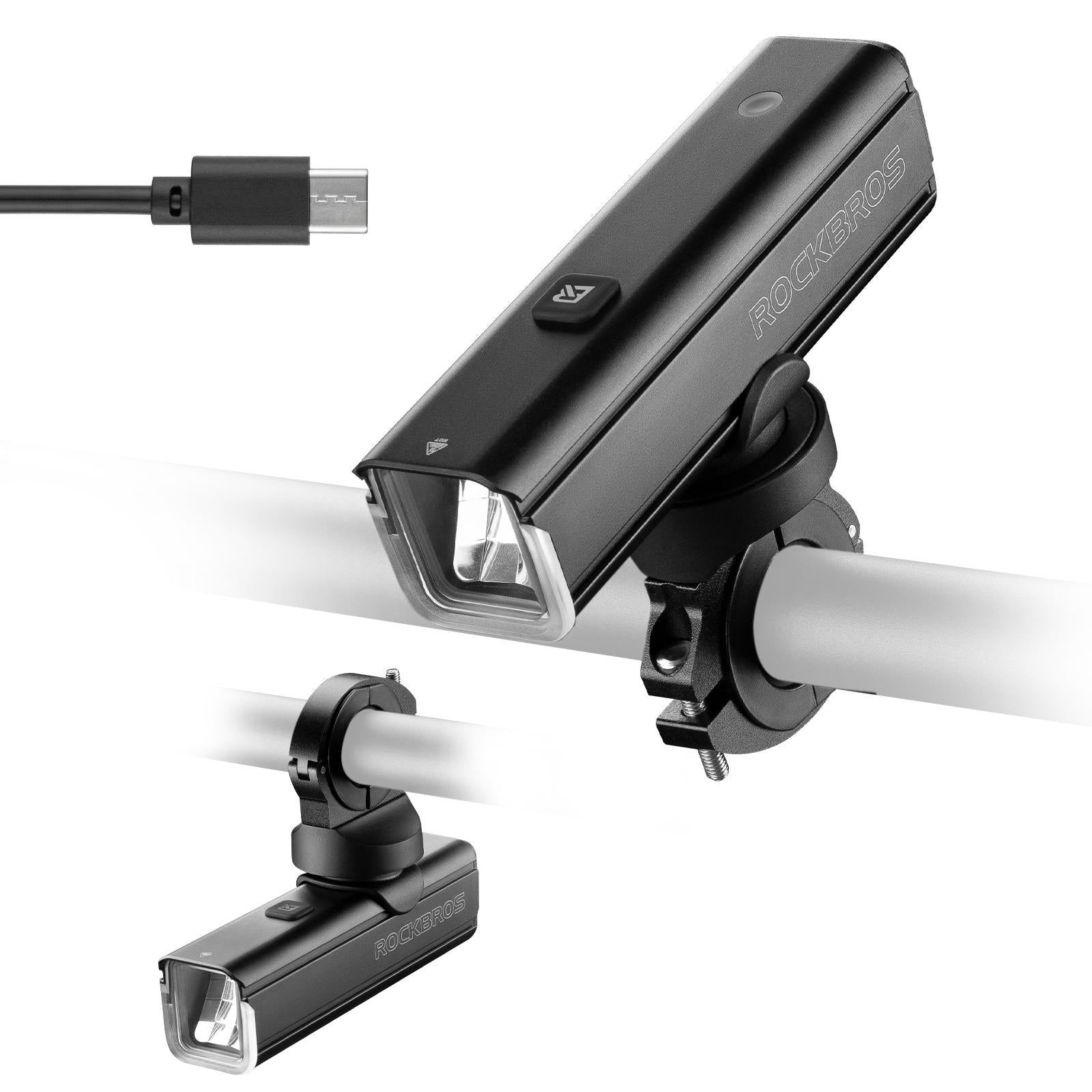 ROCKBROS luz delantera para bicicleta recargable por tipo c montada en manillar