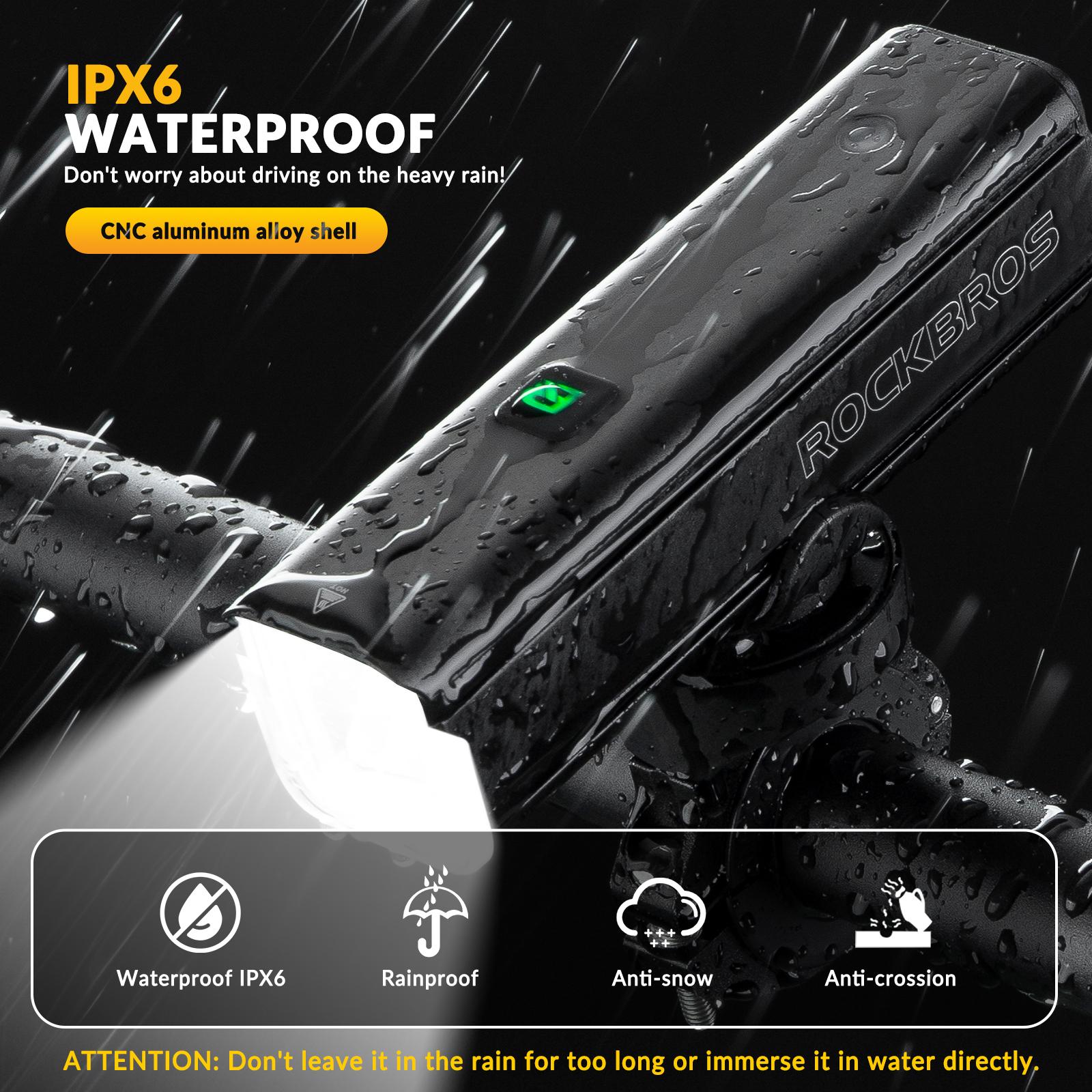 ROCKBROS luz delantera para bicicleta con protección ipx6 resistente al agua