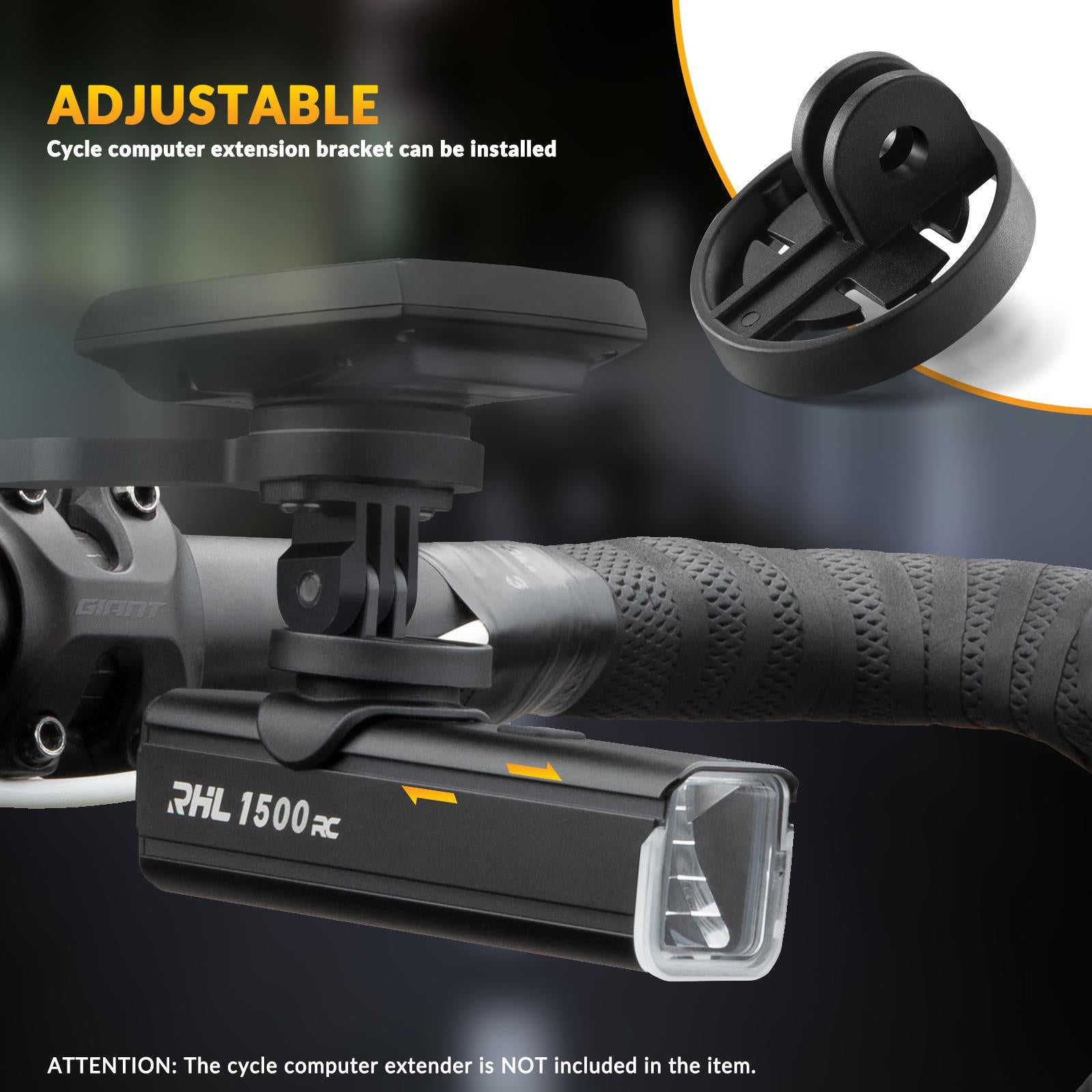 ROCKBROS luz delantera para bicicleta con soporte ajustable para manillar