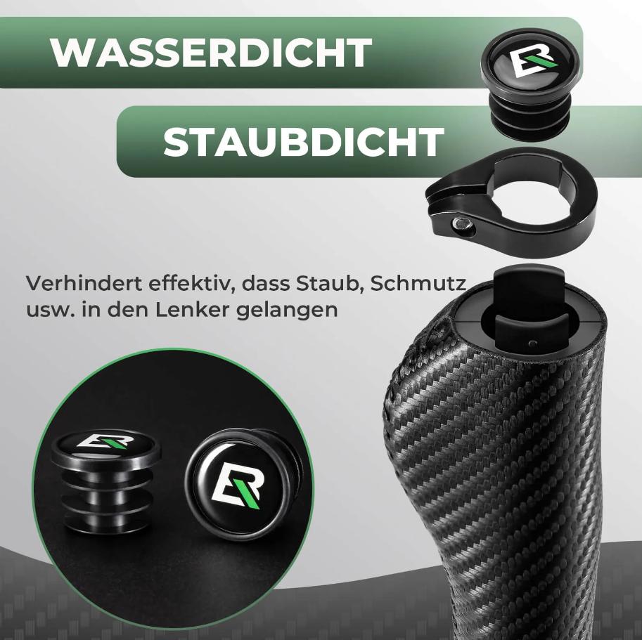 ROCKBROS empuñaduras de bicicleta con patrón de carbono con accesorios impermeables y antipolvo