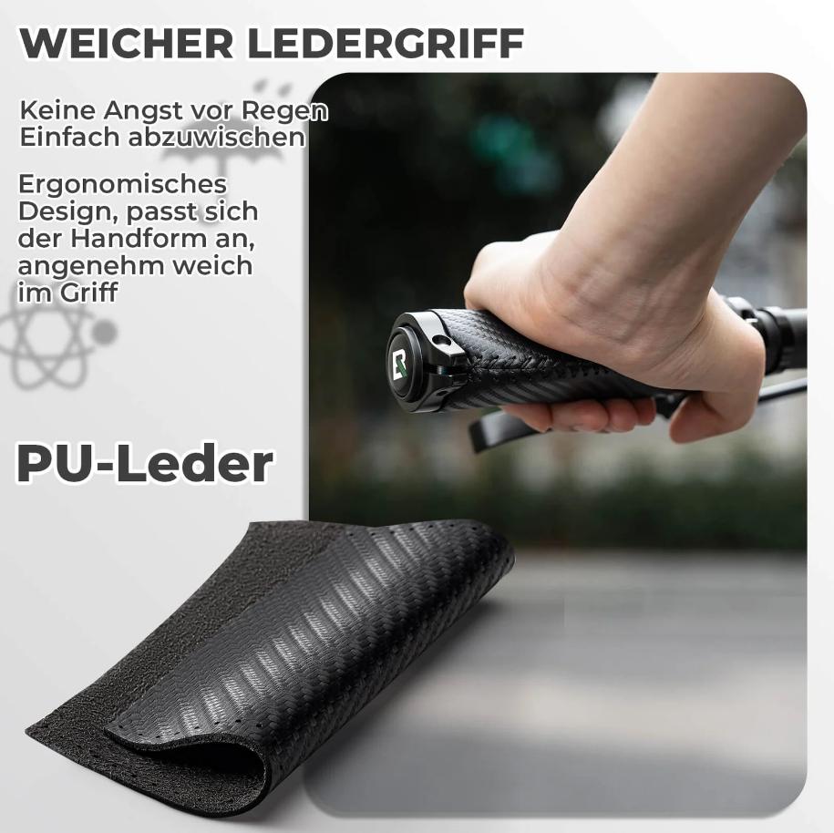 ROCKBROS empuñaduras de bicicleta de piel pu ergonómicas mostrando el agarre de mano