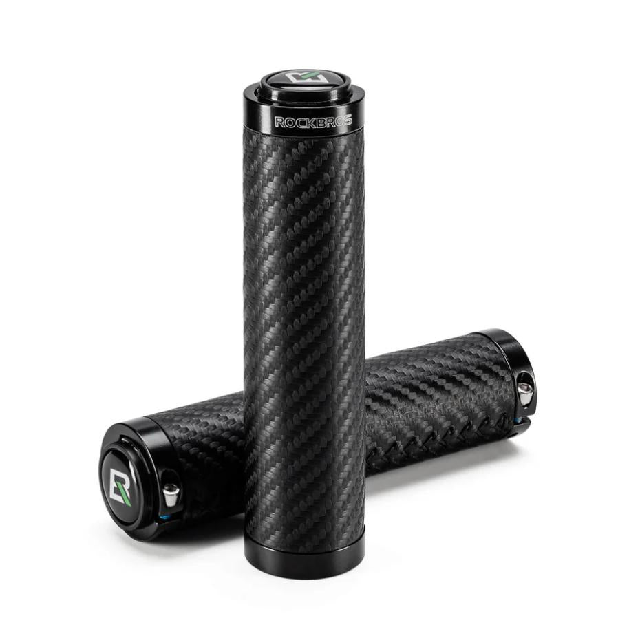 ROCKBROS empuñaduras de bicicleta con patrón de carbono estilo de pipa recta sobre fondo blanco
