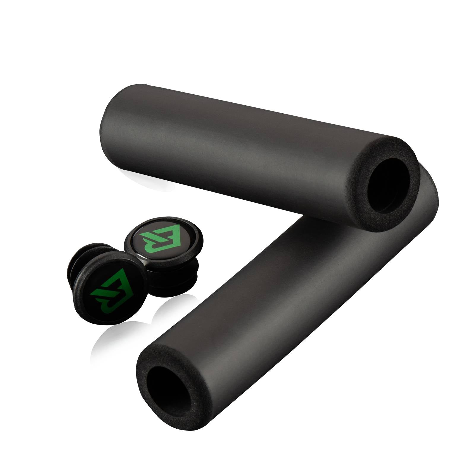 ROCKBROS empuñaduras de silicona negras para manillar de bicicleta de montaña sobre fondo blanco.
