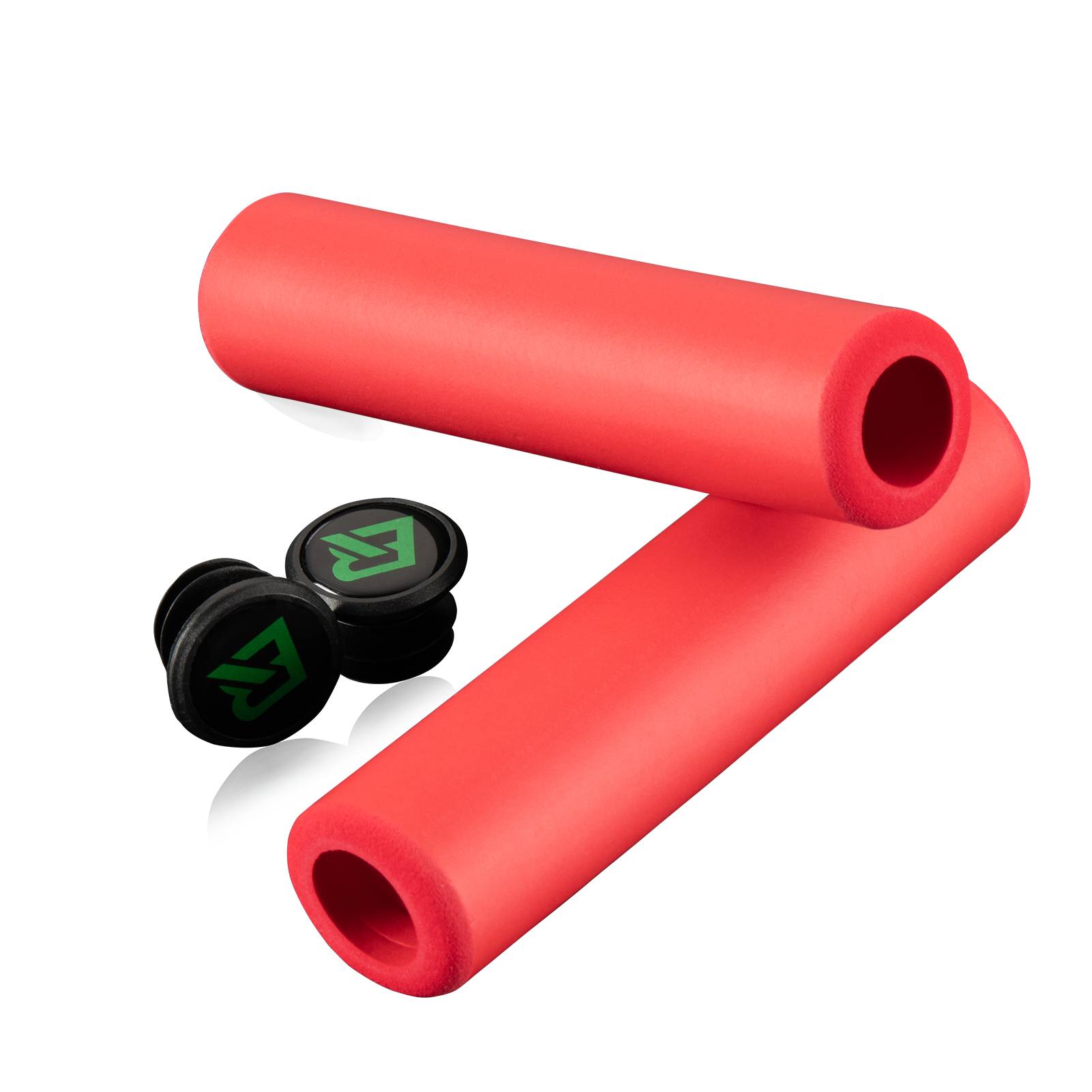 ROCKBROS empuñaduras de silicona rojas para manillar de bicicleta de montaña sobre fondo blanco.
