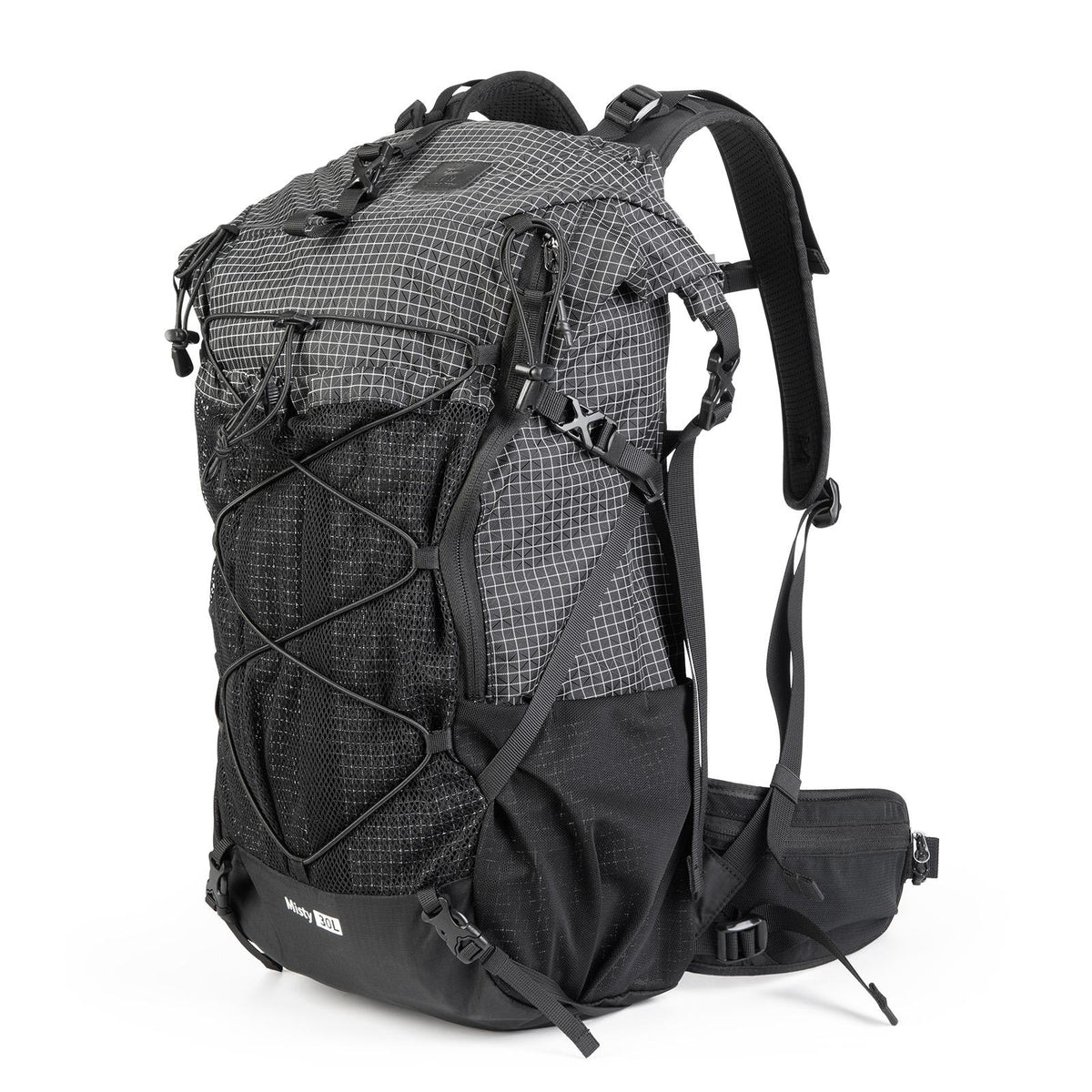 ROCKBROS mochila de trekking 35l resistente al agua de color negro en fondo blanco vista lateral