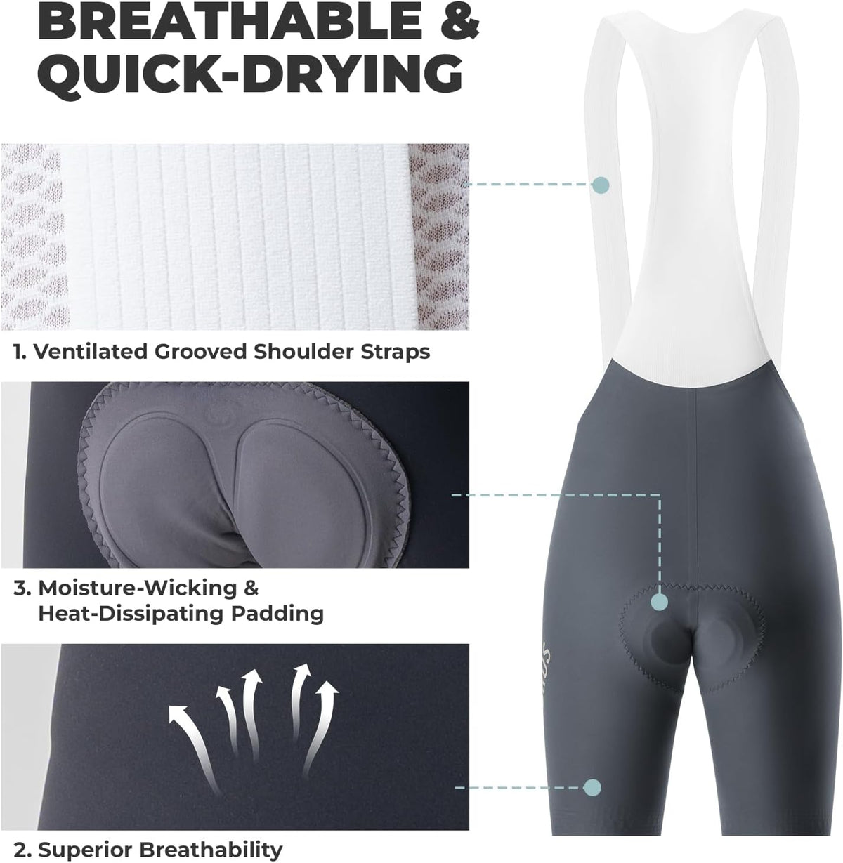ROCKBROS pantalón de ciclismo transpirable de secado rápido con tirantes ventilados