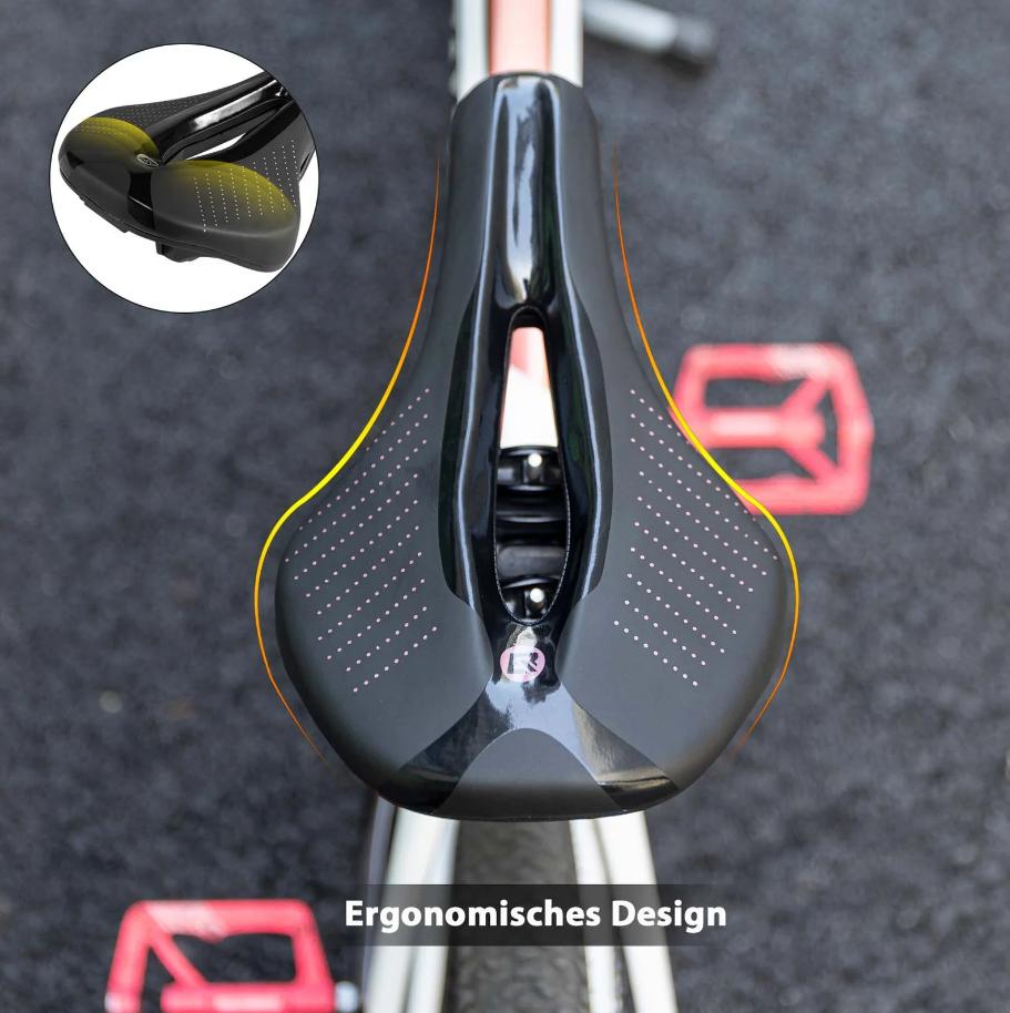 ROCKBROS sillín de bicicleta ergonómico instalado en la bicicleta al aire libre