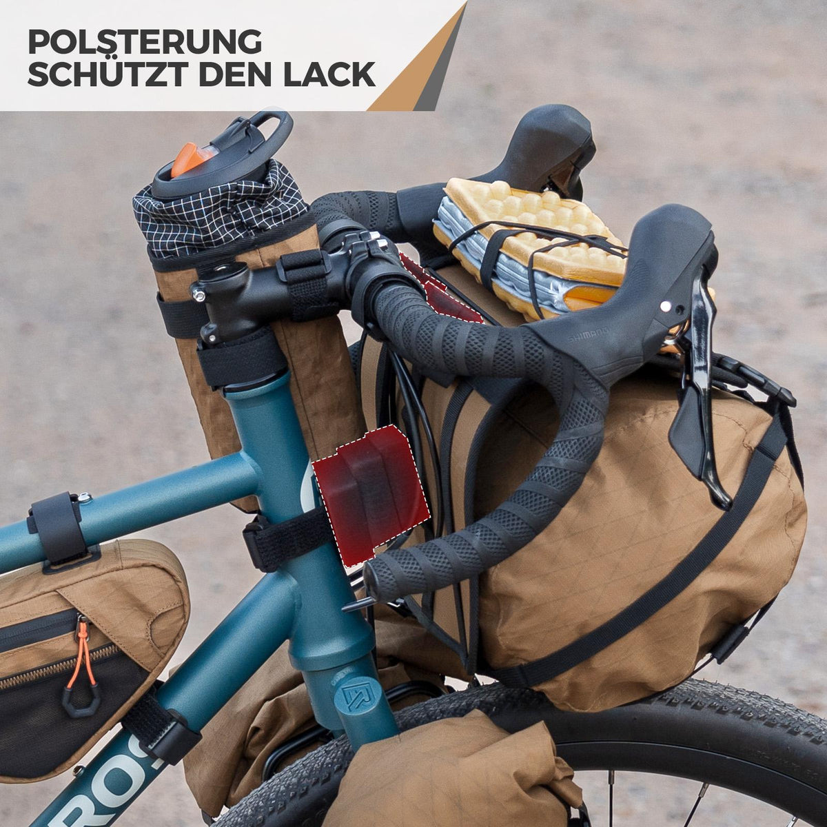 ROCKBROS soporte de manillar para bolsa delantera de bicicleta con almohadilla que protege la pintura del cuadro
