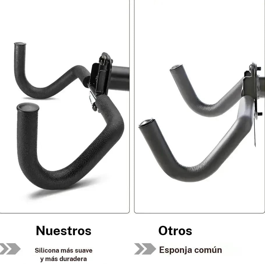 ROCKBROS soporte de pared para bicicleta con comparación del acolchado de los ganchos frente a otros productos.